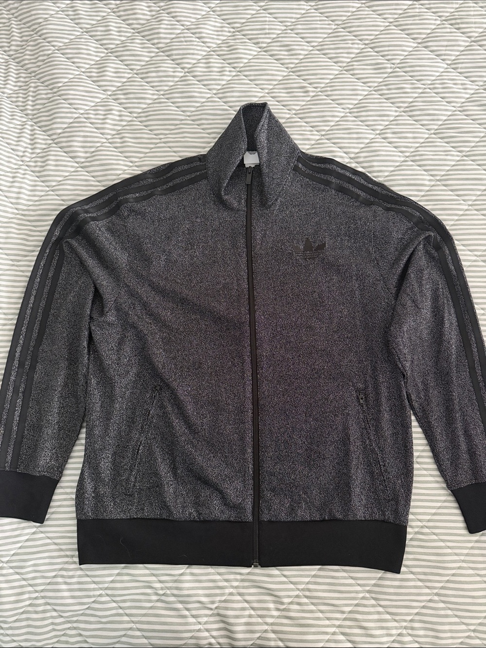 adidas Black & Charcoal Grey Zip-Front Track Jacket